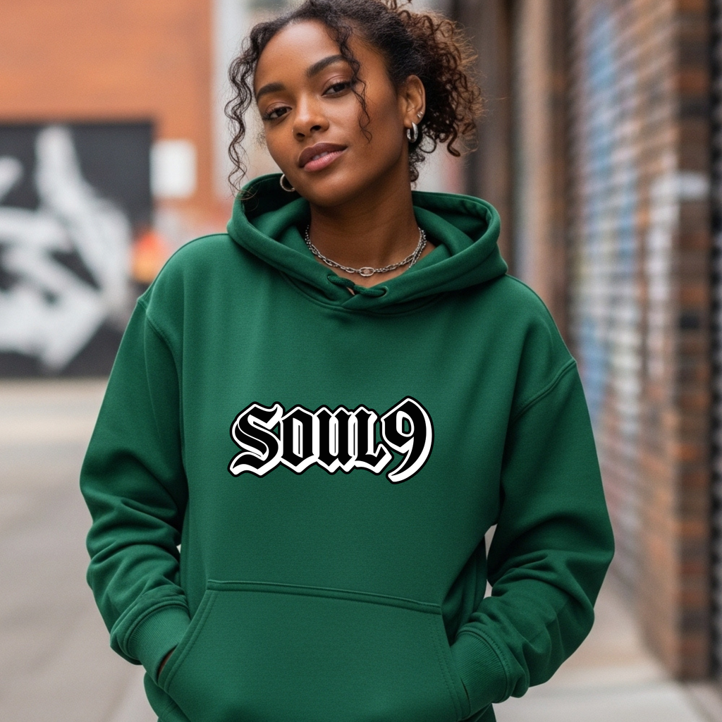 Soul9 Gothic Logo Hoodie — Vintage Blackletter Streetwear Pullover